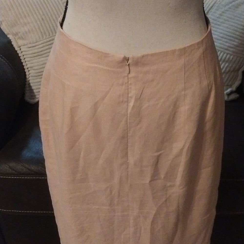 Blassport Pink Linen Long Pencil Skirt with Back Split Size 8P - Picture 5 of 8